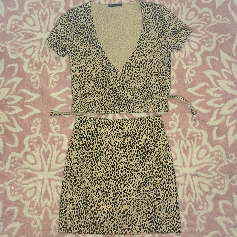 Brandy Melville Leopard Skirt and Top Set